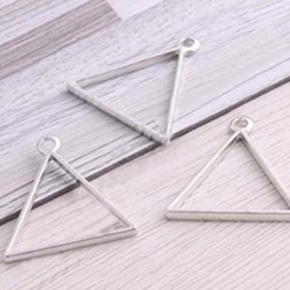 SILVER Triangle Open Bezel Alloy Pendant Zinc